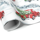 Retro Frohe Weihnachtsbaum Red Farm Truck Urlaub Geschenkpapier (Rolleneckpunkt)