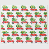 Retro Frohe Weihnachtsbaum Red Farm Truck Urlaub Geschenkpapier (Flach)