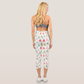 Retro Frohe Weihnachtsbaumen Spaß Urlaubsmuster Capri Leggings (Rückseite)