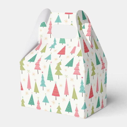 Retro Frohe Weihnachtsbaumen Spaß Urlaubsmuster Geschenkschachtel (Vorderseite)