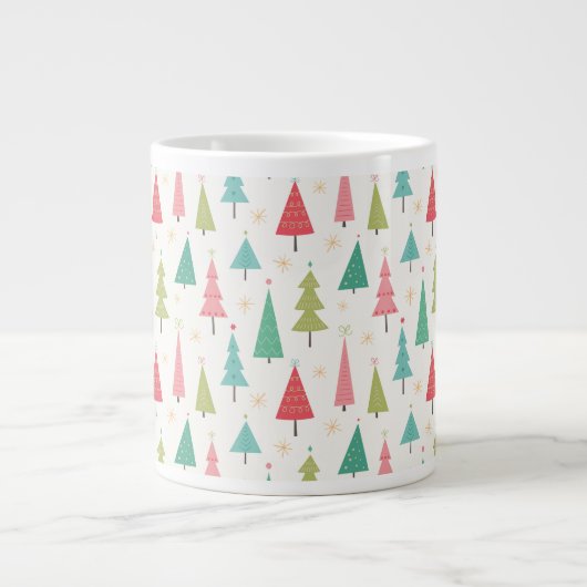 Retro Frohe Weihnachtsbaumen Spaß Urlaubsmuster Jumbo-Tasse (Vorderseite)