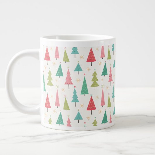 Retro Frohe Weihnachtsbaumen Spaß Urlaubsmuster Jumbo-Tasse (Links)