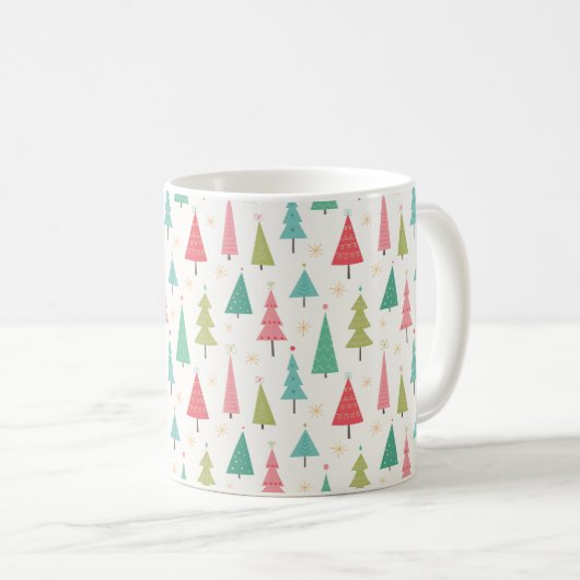 Retro Frohe Weihnachtsbaumen Spaß Urlaubsmuster Kaffeetasse (VorderseiteRechts)