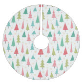 Retro Frohe Weihnachtsbaumen Spaß Urlaubsmuster Polyester Weihnachtsbaumdecke (Vorderseite)