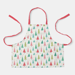 Retro Frohe Weihnachtsbaumen Spaß Urlaubsmuster Schürze