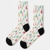 Retro Frohe Weihnachtsbaumen Spaß Urlaubsmuster Socken (Linkes Detail)