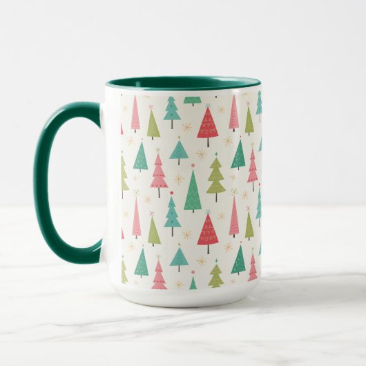 Retro Frohe Weihnachtsbaumen Spaß Urlaubsmuster Tasse (Links)