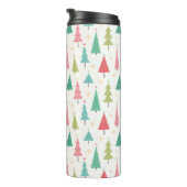 Retro Frohe Weihnachtsbaumen Spaß Urlaubsmuster Thermosbecher (Nach rechts gedreht)