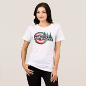 Retro Frohe Weihnachtsbaumen Winterferien Tri-Blend Shirt (Vorderseite voll)