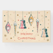 Retro Frohe Weihnachtsdekorationen Winterferien Banner (Horizontal)
