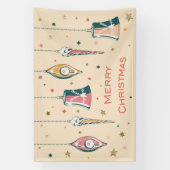 Retro Frohe Weihnachtsdekorationen Winterferien Banner (Vertikal)