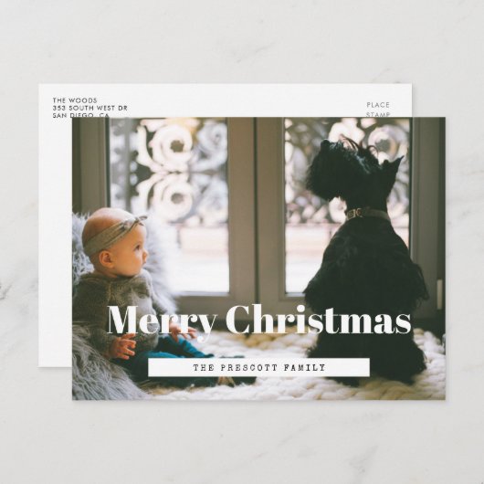 Retro Frohe Weihnachtsfamilie Foto Postkarte (Vorne/Hinten)