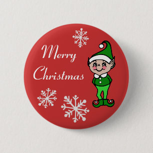 Retro Frohe Weihnachtsfeiertage Elf Button Button
