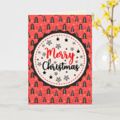 Retro Frohe Weihnachtskarte Karte (Gelbe Blume)