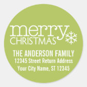 Retro Frohe Weihnachtsschneeflocke - Limette grün Runder Aufkleber (Vorderseite)