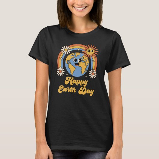 Retro Frohen Tag der Erde T-Shirt (Vorderseite)