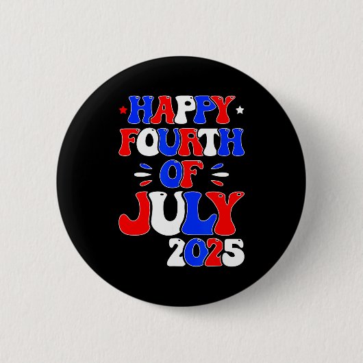 Retro frohes 4. Juli 2025 vierter Juli für Button (Vorderseite)