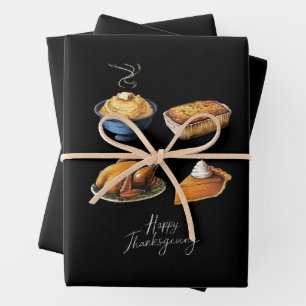 Retro Frohes Erntedankfest Kürbiskuchen Geschenkpapier Set