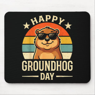 Retro Frohes Groundhog Day Cooler Ground Hog Tag 2 Mousepad