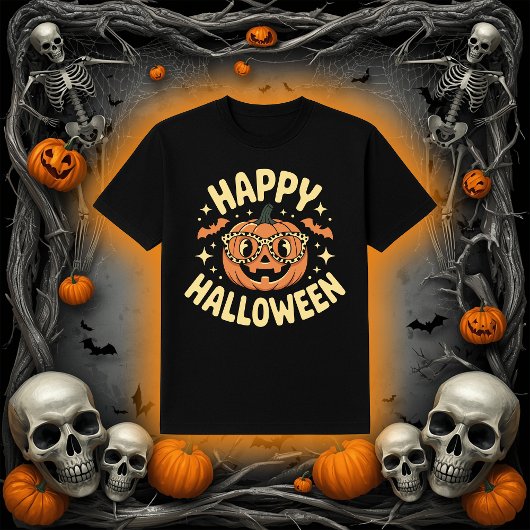 Retro Frohes Halloween Jack-O'-Lantern T-Shirt