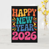Retro Frohes Neues Jahr 2026 Karte (Gelbe Blume)