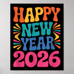 Retro Frohes Neues Jahr 2026 Poster