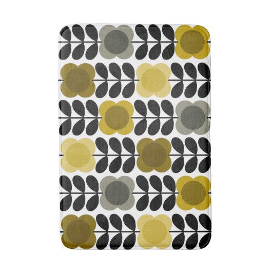 Retro-fröhliche Blume Stech, gelb grau Badematte (Vorderseite Vertikal)