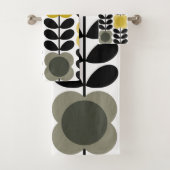 Retro-fröhliche Blume Stech, gelb grau Badhandtuch Set (Insitu)