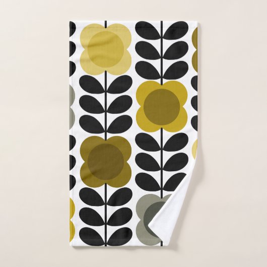 Retro-fröhliche Blume Stech, gelb grau Badhandtuch Set (Handtuch)