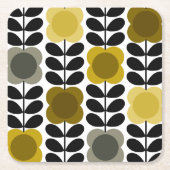 Retro-fröhliche Blume Stech, gelb grau Rechteckiger Pappuntersetzer (Vorderseite)