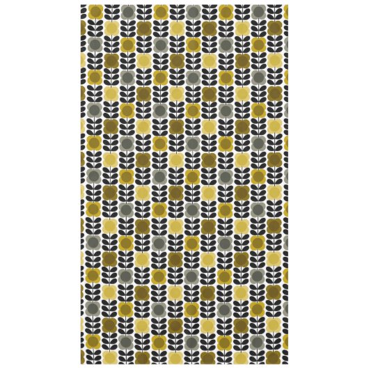 Retro-fröhliche Blume Stech, gelb grau Tischdecke (Vorderseite)