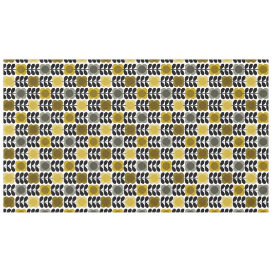 Retro-fröhliche Blume Stech, gelb grau Tischdecke (Vorderseite (Horizontal))