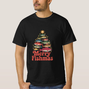 Retro Fröhliche Fisch-Weihnachten Fischer Weihnach T-Shirt