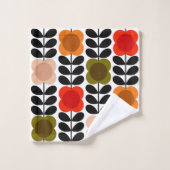 Retro fröhliche Spot-Blume Stech, Tomatenrosa Badhandtuch Set (Waschlappen)