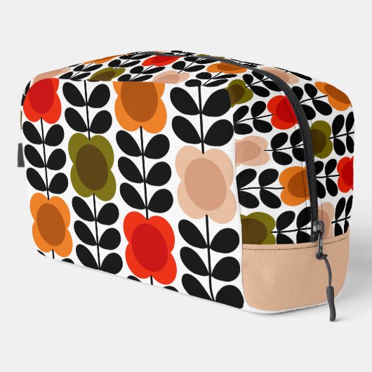 Retro fröhliche Spot-Blume Stech, Tomatenrosa Waschbeutel (Rechte Ecke)