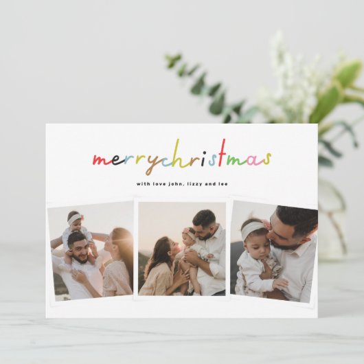 Retro fröhliche Weihnachten 4 Foto Collage glückli (Stehend Vorderseite)