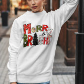Retro fröhliches und helles Muster Weihnachtsbrief Sweatshirt