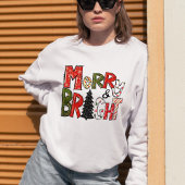 Retro fröhliches und helles Muster Weihnachtsbrief Sweatshirt