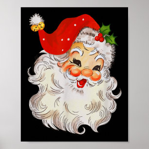 Retro-fröhliches-Weihnachtsmann-Gesicht Vintage St Poster