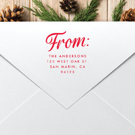 Retro "From" Script Christmas Return Address Gummistempel