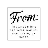 Retro "From" Script Christmas Return Address Gummistempel (Prägung)
