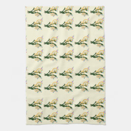 Retro Frosch auf dem Fahrrad mit Blume Geschirrtuch