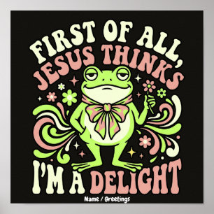  Retro-Frosch-Jesus findet mich entzückend Lustig  Poster
