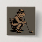 Retro-Frosch Lustiger Retro-Frosch Golf-Liebhaber Button (Vorderseite)