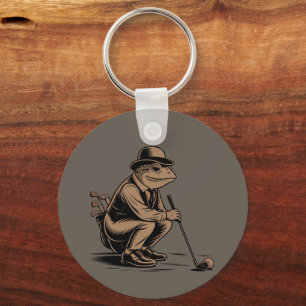 Retro-Frosch Lustiger Retro-Frosch Golf-Liebhaber Schlüsselanhänger