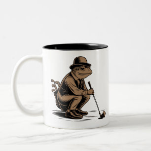Retro-Frosch Lustiger Retro-Frosch Golf-Liebhaber Zweifarbige Tasse