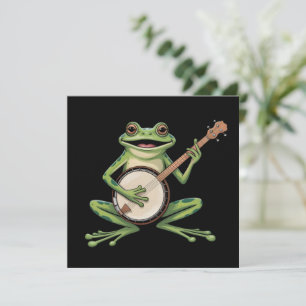 Retro-Frosch spielt Banjo 90er Musikliebhaber Vint Einladung