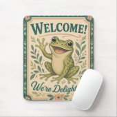 Retro-Frosch-Willkommen Wir sind entzückend Kunst Mousepad (Mit Mouse)