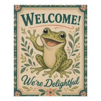 Retro-Frosch-Willkommen Wir sind entzückend Kunst Poster