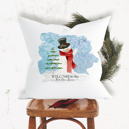 Retro Frosty Snowman Winter Weihnachtsfarbe Kissen